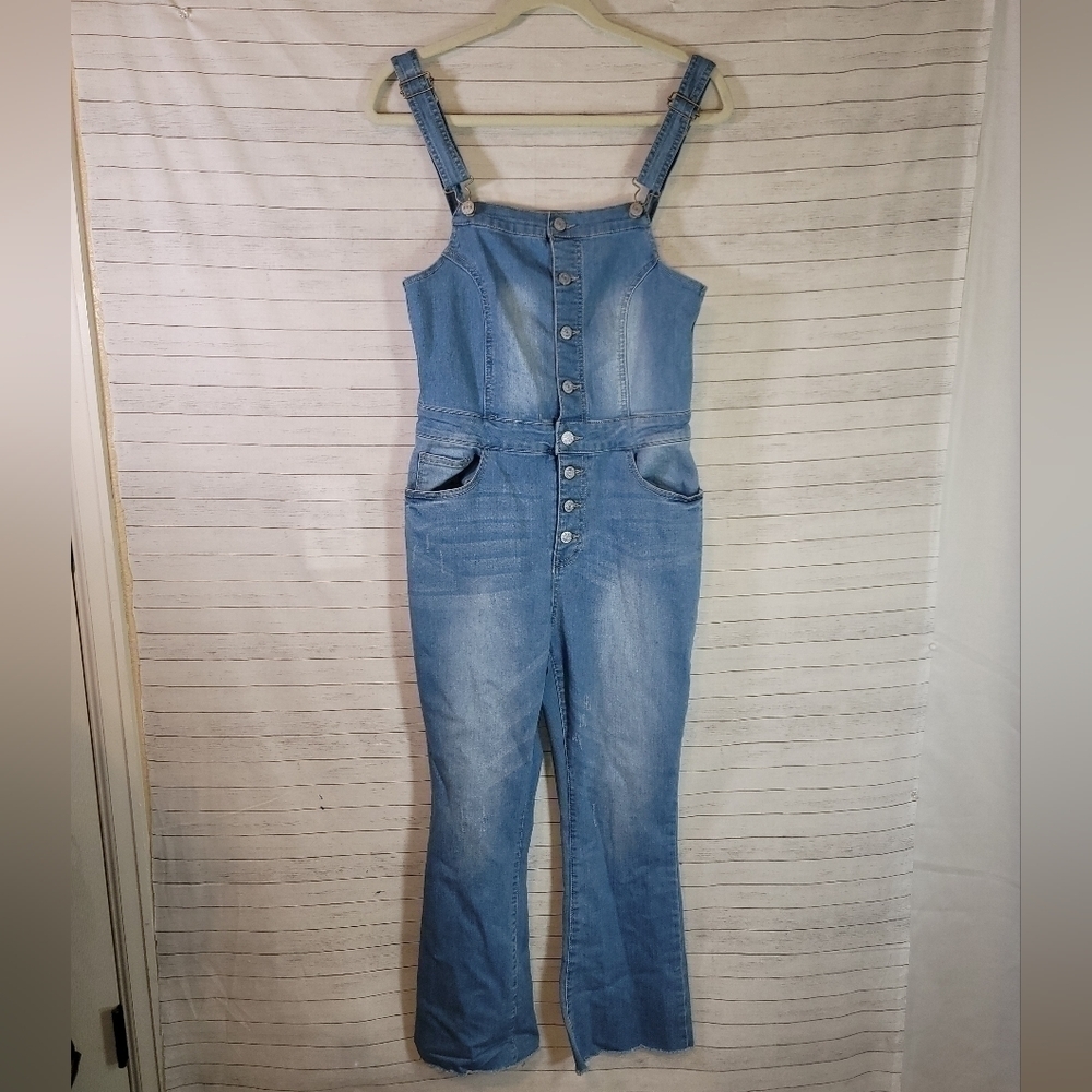 WAX JEAN LIGHT WASH OVERALLS, SZ LARGE